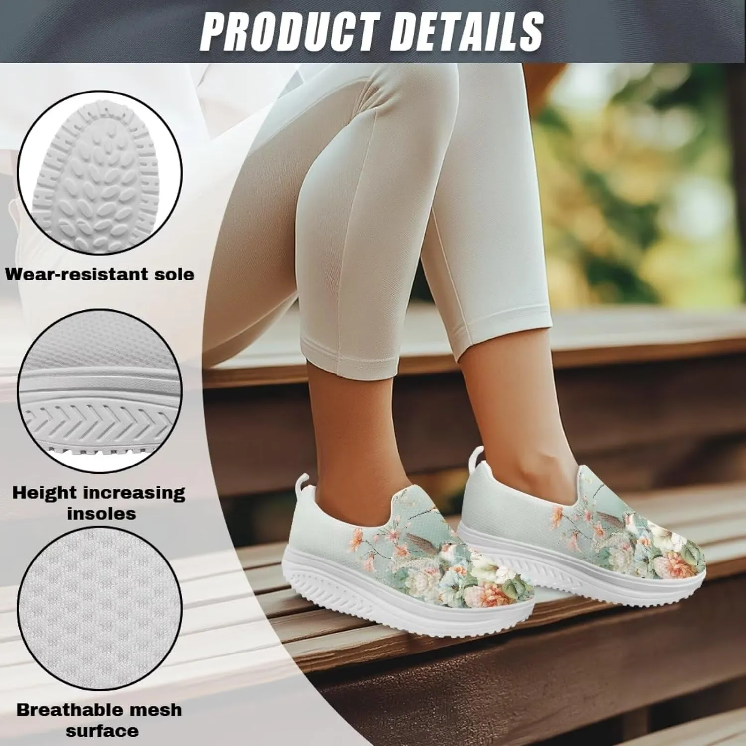 Jeiento Platform Sneakers for Women Casual Dressy Slip-On Walking Shoes Lightweight Breathable Tennis Shoes Work Loafers