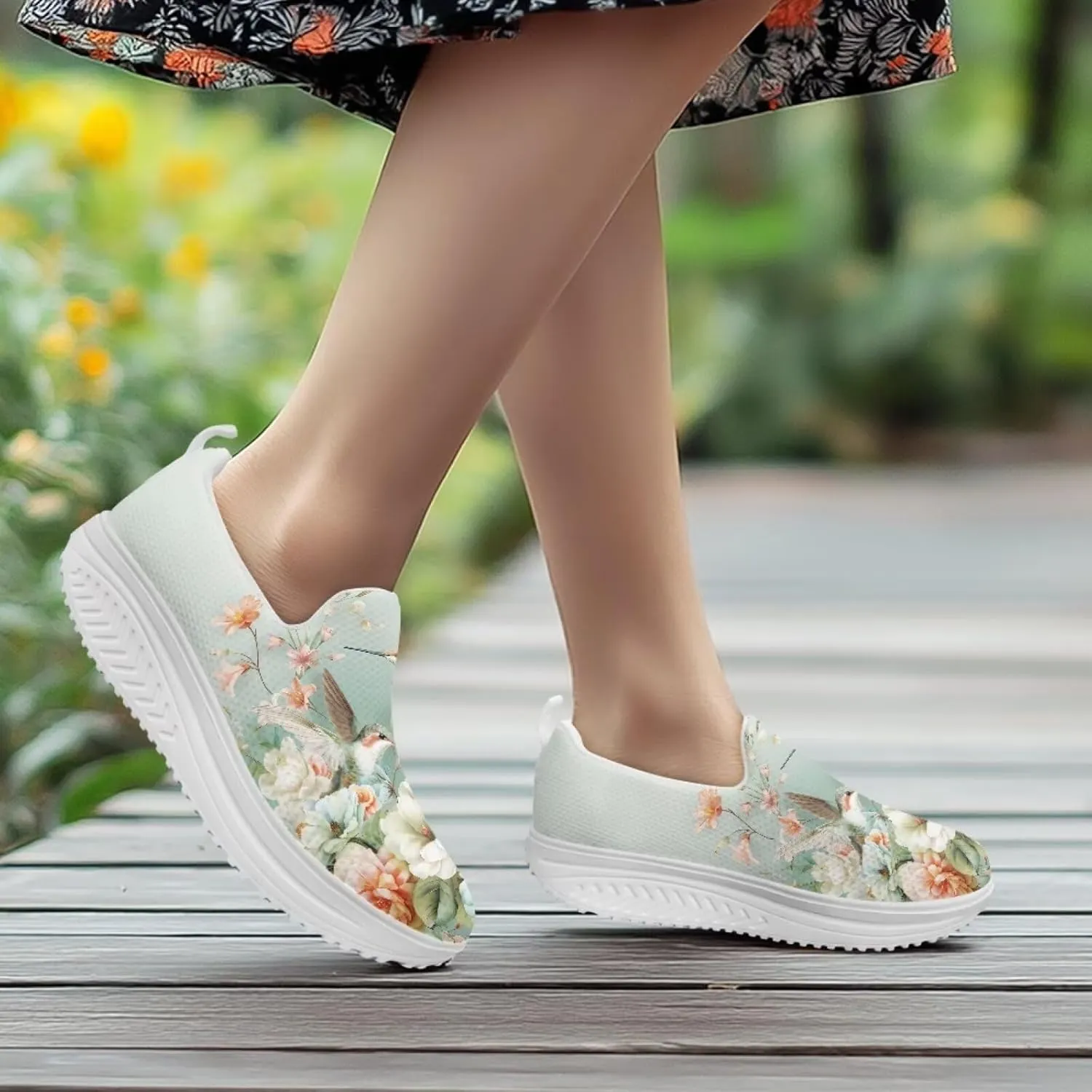 Jeiento Platform Sneakers for Women Casual Dressy Slip-On Walking Shoes Lightweight Breathable Tennis Shoes Work Loafers