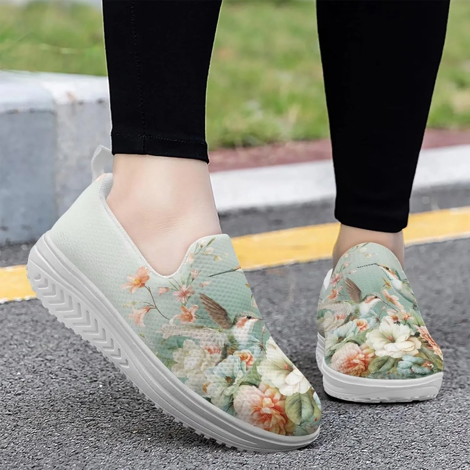 Jeiento Platform Sneakers for Women Casual Dressy Slip-On Walking Shoes Lightweight Breathable Tennis Shoes Work Loafers