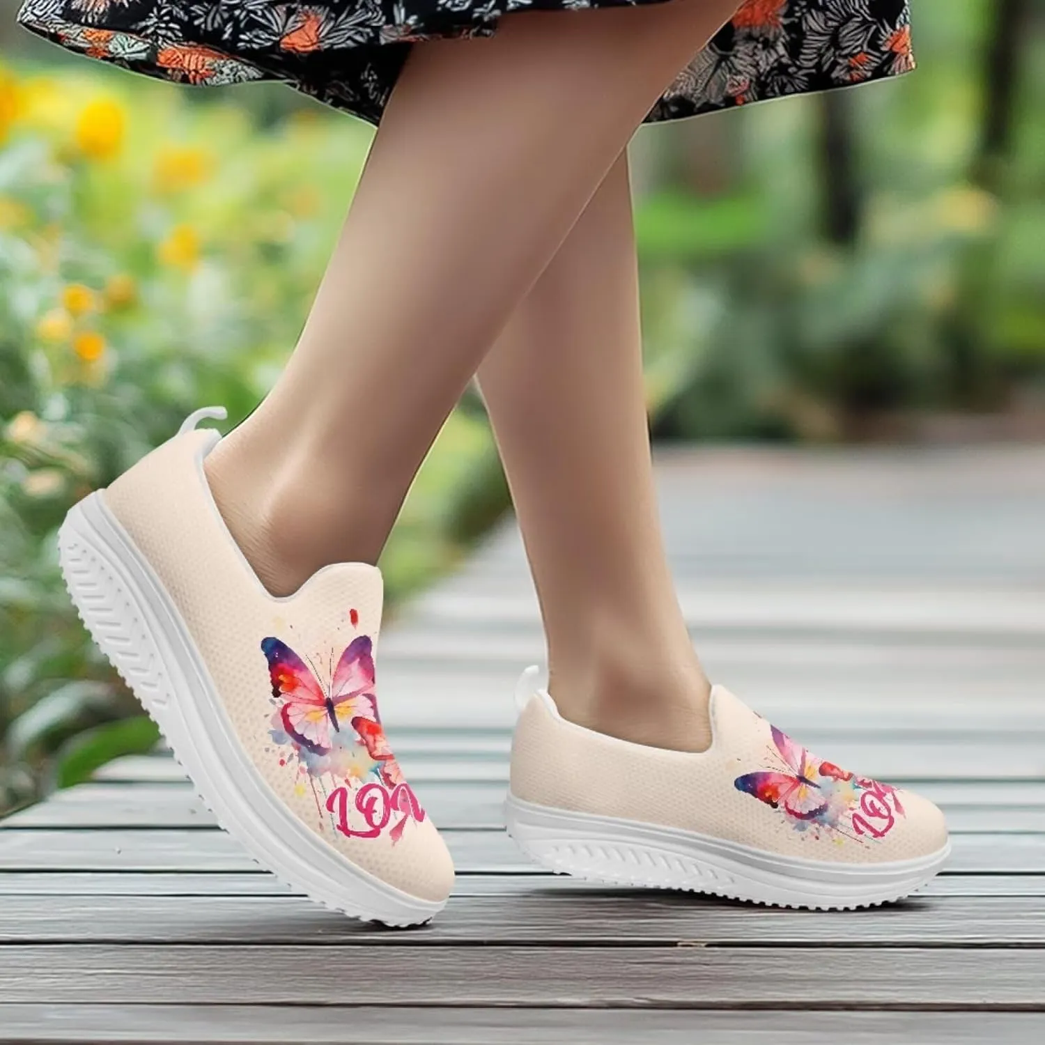 Jeiento Platform Sneakers for Women Casual Dressy Slip-On Walking Shoes Lightweight Breathable Tennis Shoes Work Loafers