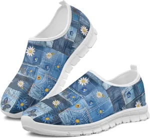 Jeiento Yellow Sunflowers Butterfly Loafers for Women Slip on Casual Walking Shoes
