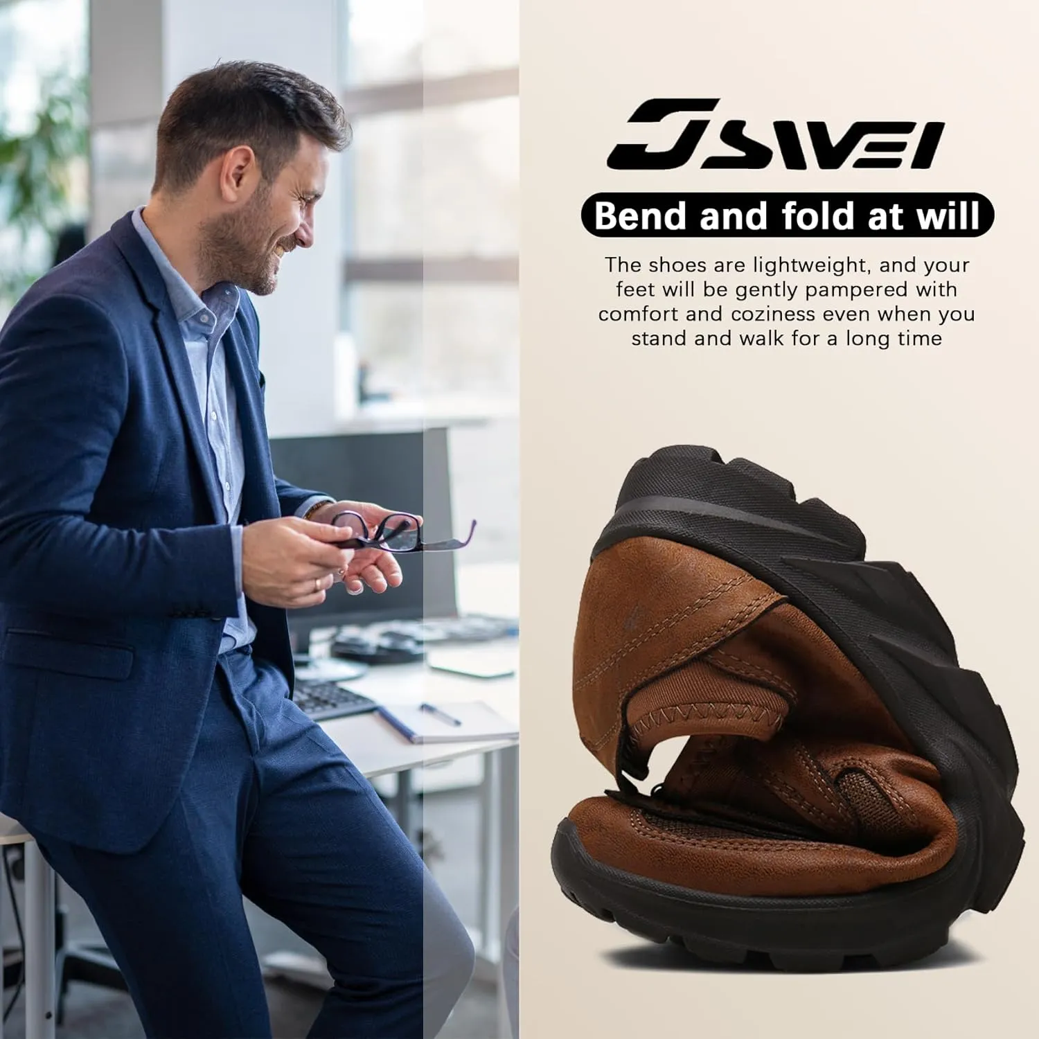 JSWEI Men Casual Comfortable Slip On Loafers,Moccasin Shoes Soft and Lightweight Breathable Daily Sneaker for Men Fashions Walking Mocasines para Hombre 6.5-13