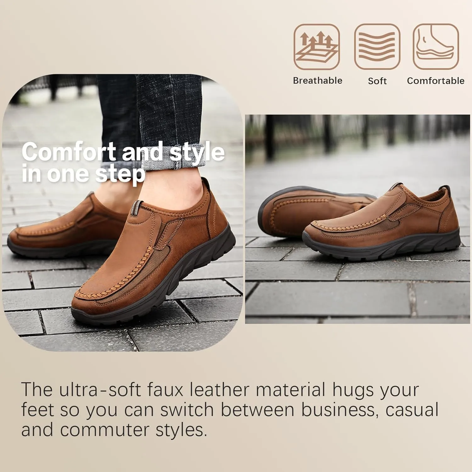 JSWEI Men Casual Comfortable Slip On Loafers,Moccasin Shoes Soft and Lightweight Breathable Daily Sneaker for Men Fashions Walking Mocasines para Hombre 6.5-13