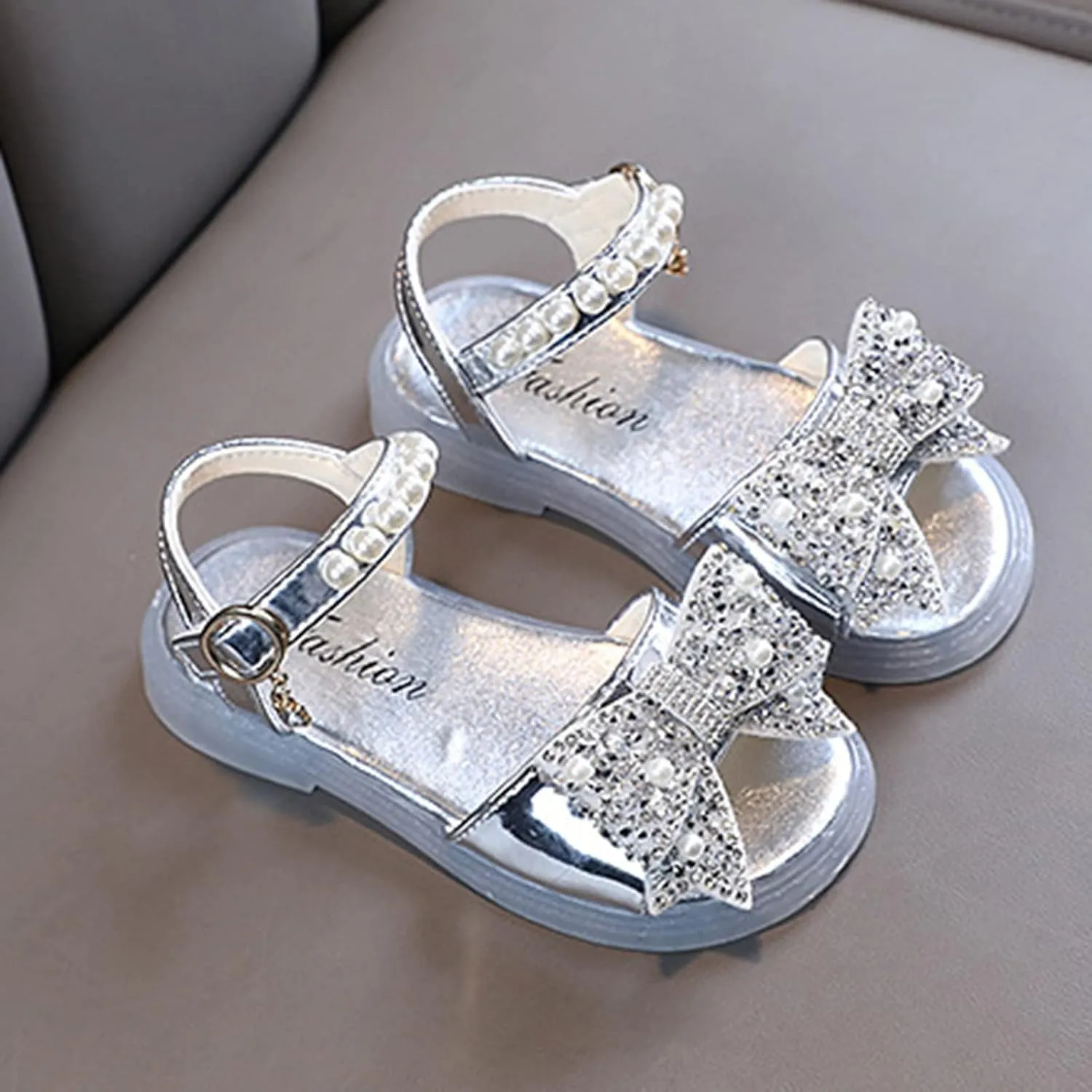 Kids Swim Shoes Comfortable Shiny Soft Bottom Bow Princess Children Sandals Toddler Shoes Size 4