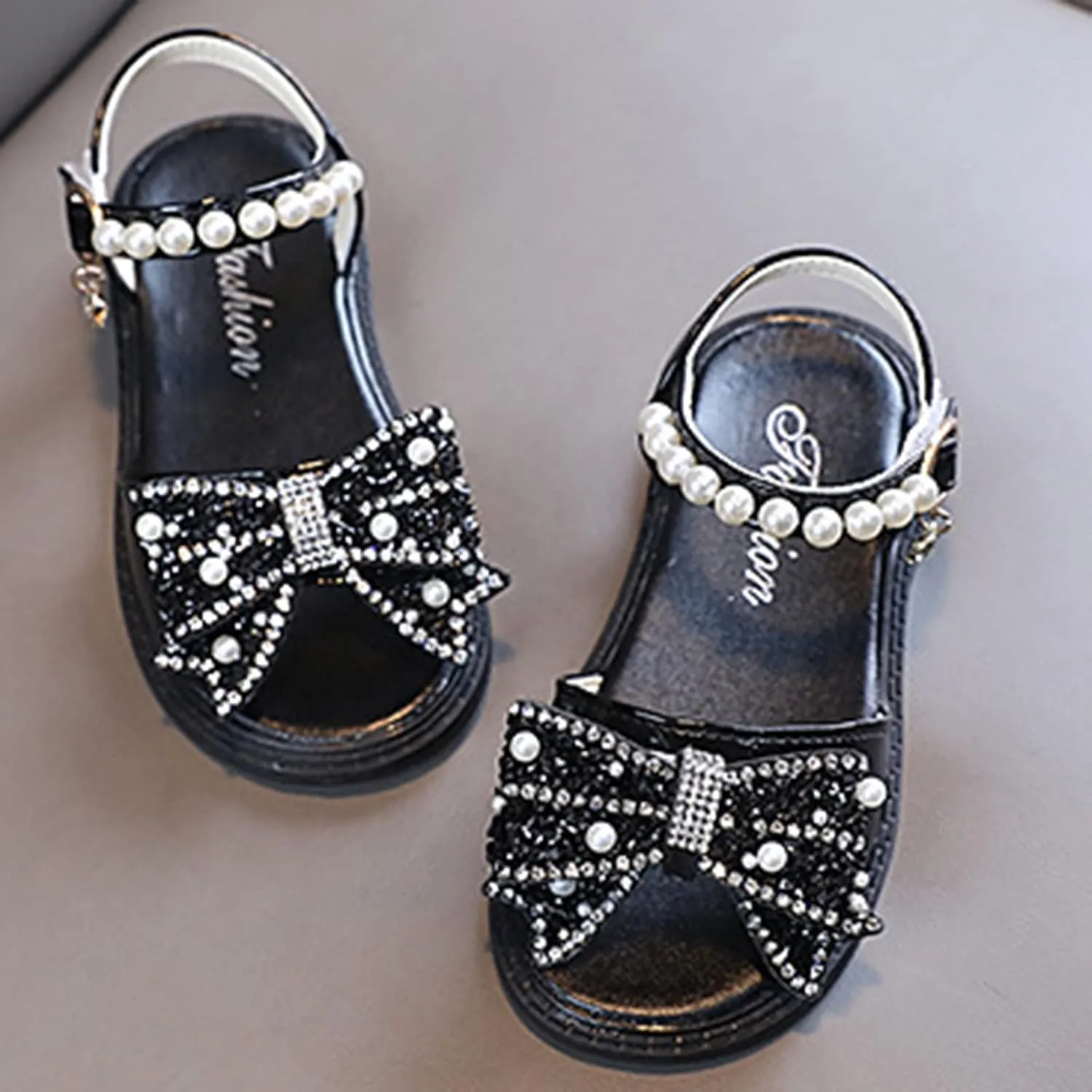 Kids Swim Shoes Comfortable Shiny Soft Bottom Bow Princess Children Sandals Toddler Shoes Size 4