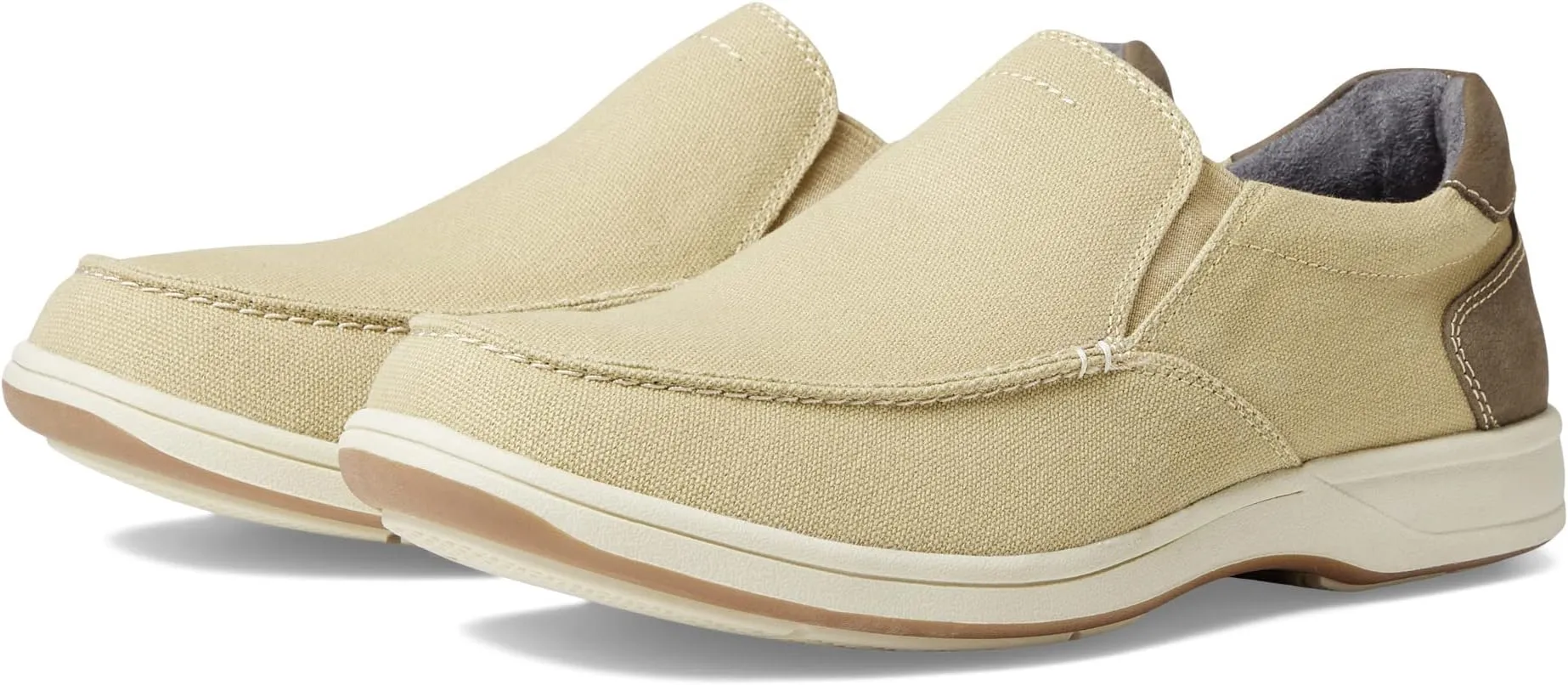 Lakeside Canvas Moc Toe Slip-On Florsheim Loafers in Sand Canvas