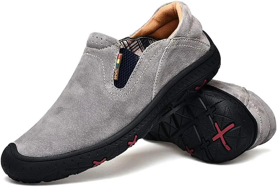 LEADER SHOW Men's Slip On Hiking Shoes Outdoor Walking Shoes Casual Comfortable Loafers