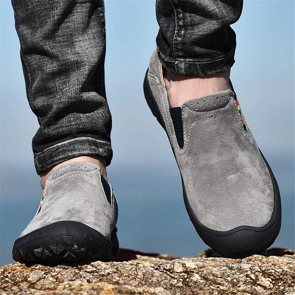 LEADER SHOW Men's Slip On Hiking Shoes Outdoor Walking Shoes Casual Comfortable Loafers
