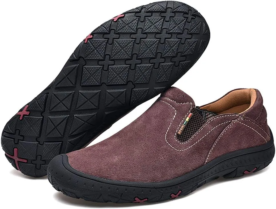 LEADER SHOW Men's Slip On Hiking Shoes Outdoor Walking Shoes Casual Comfortable Loafers