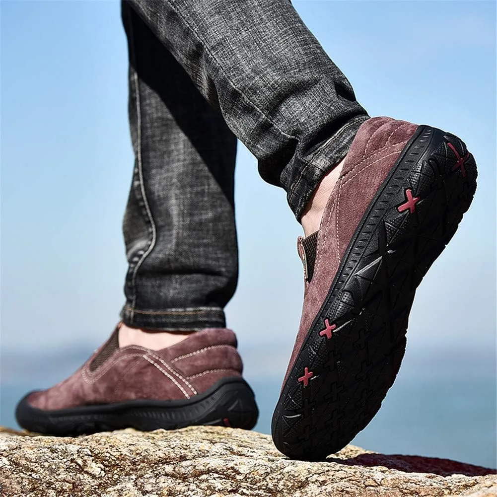 LEADER SHOW Men's Slip On Hiking Shoes Outdoor Walking Shoes Casual Comfortable Loafers