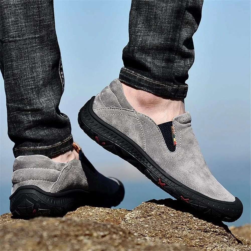 LEADER SHOW Men's Slip On Hiking Shoes Outdoor Walking Shoes Casual Comfortable Loafers