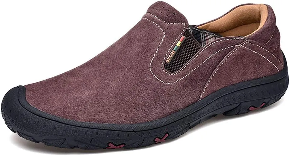 LEADER SHOW Men's Slip On Hiking Shoes Outdoor Walking Shoes Casual Comfortable Loafers