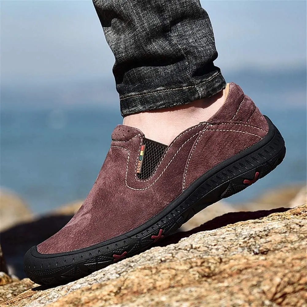 LEADER SHOW Men's Slip On Hiking Shoes Outdoor Walking Shoes Casual Comfortable Loafers