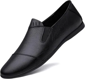Loafers for Men Round Toe Lightweight Venetian Loafers Vegan Leather Anti-Slip Lightweight Flat Heel Prom Slip On