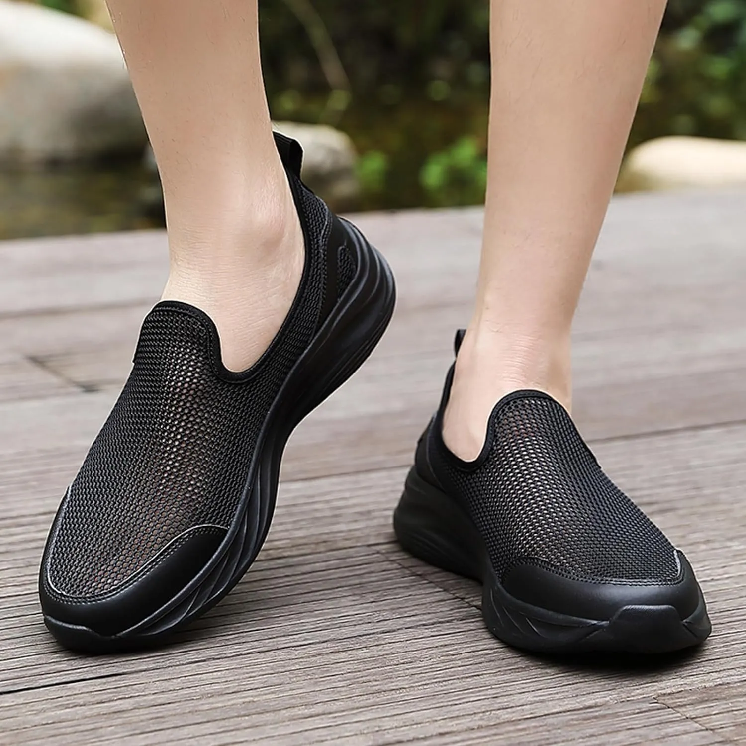 Memory Foam Versatile Shoes for Men Comfortable Breathable Slip On Sneaker Casual Soft Flat Soled Walking Shoes