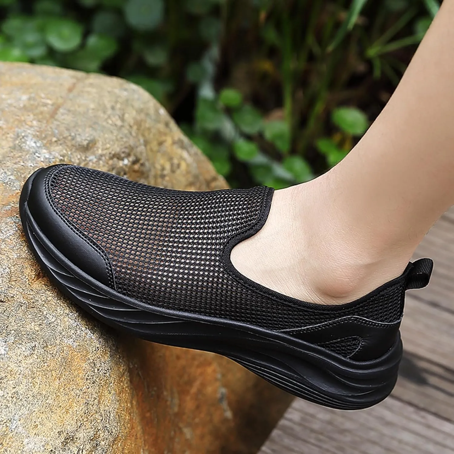 Memory Foam Versatile Shoes for Men Comfortable Breathable Slip On Sneaker Casual Soft Flat Soled Walking Shoes