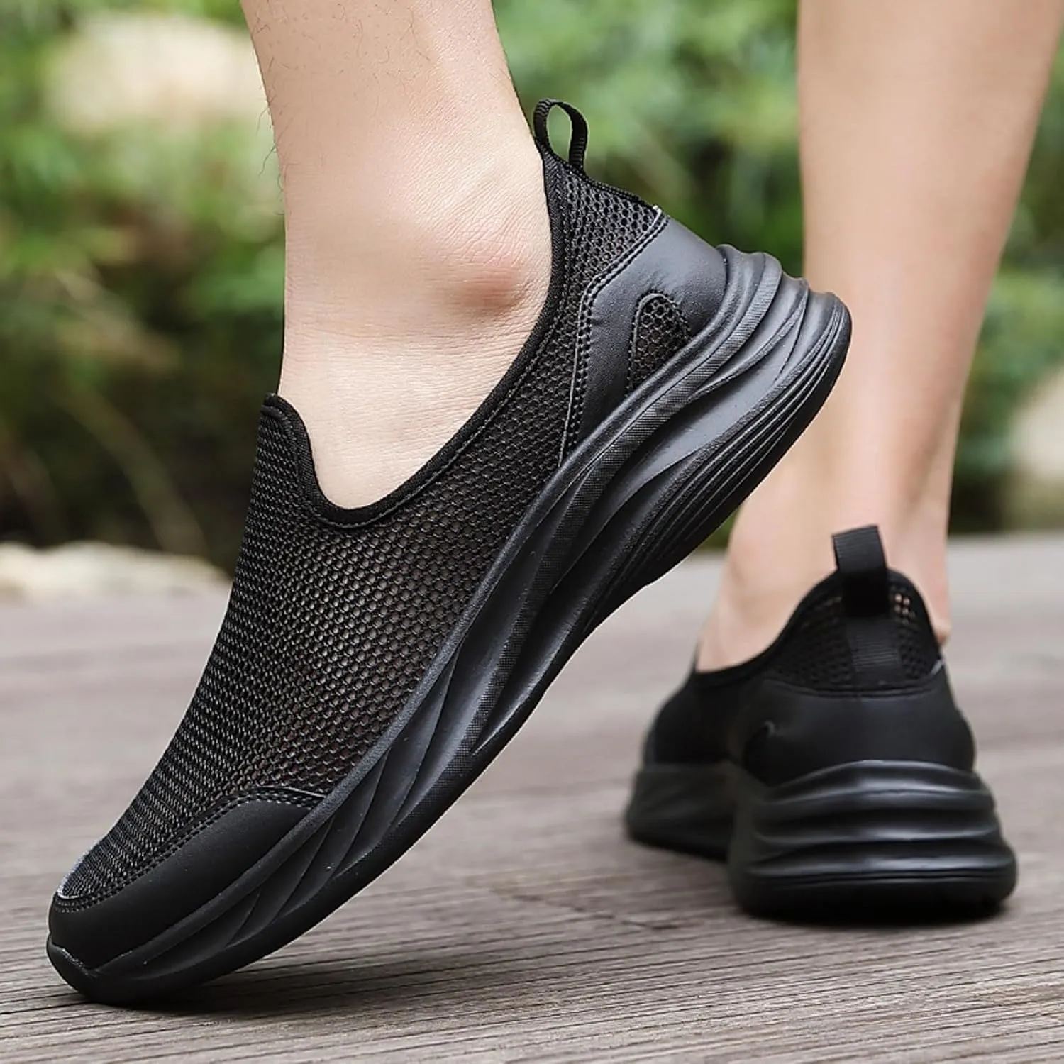 Memory Foam Versatile Shoes for Men Comfortable Breathable Slip On Sneaker Casual Soft Flat Soled Walking Shoes