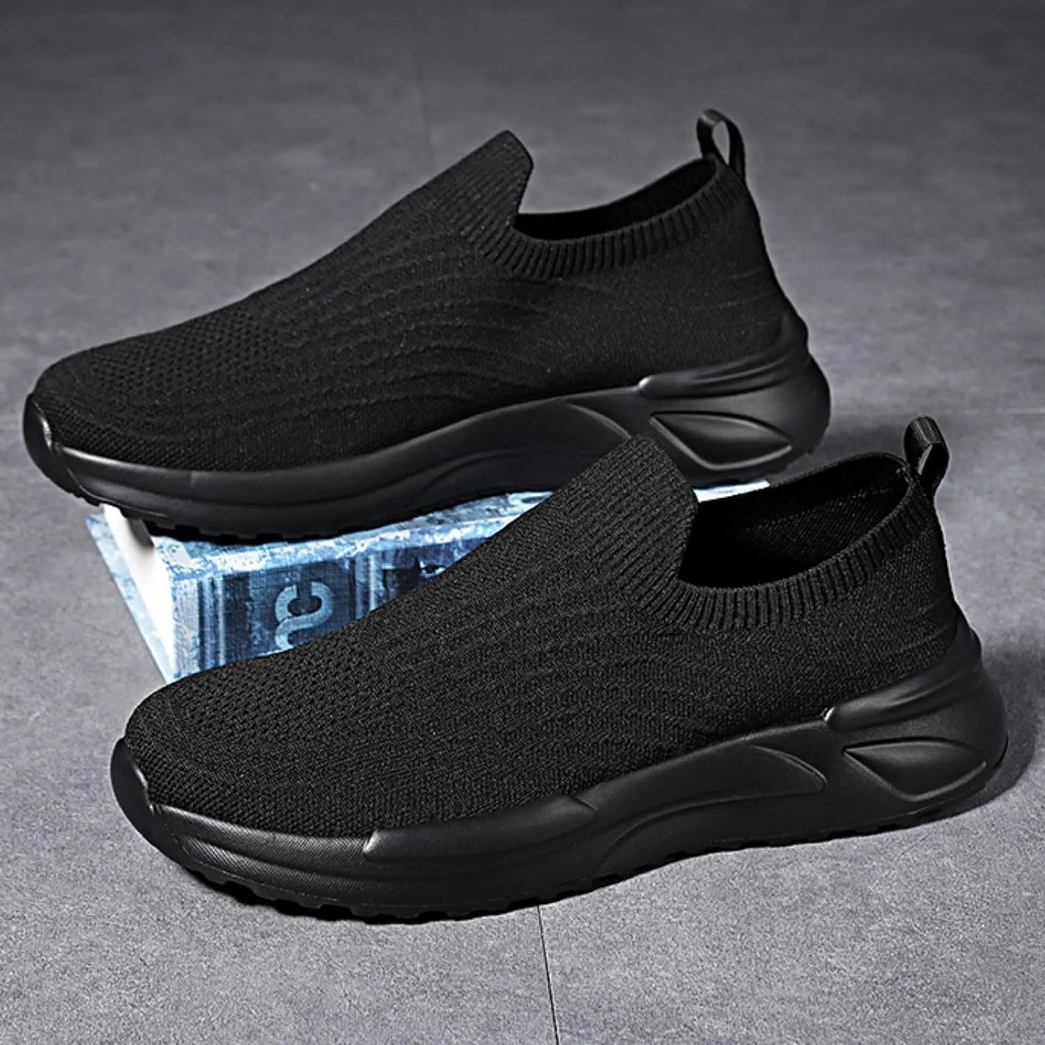 Men Solid Color Mesh Slip On Casual Shoes Comfortable Breathable Soft Sole Round Sneaker Laces for Men