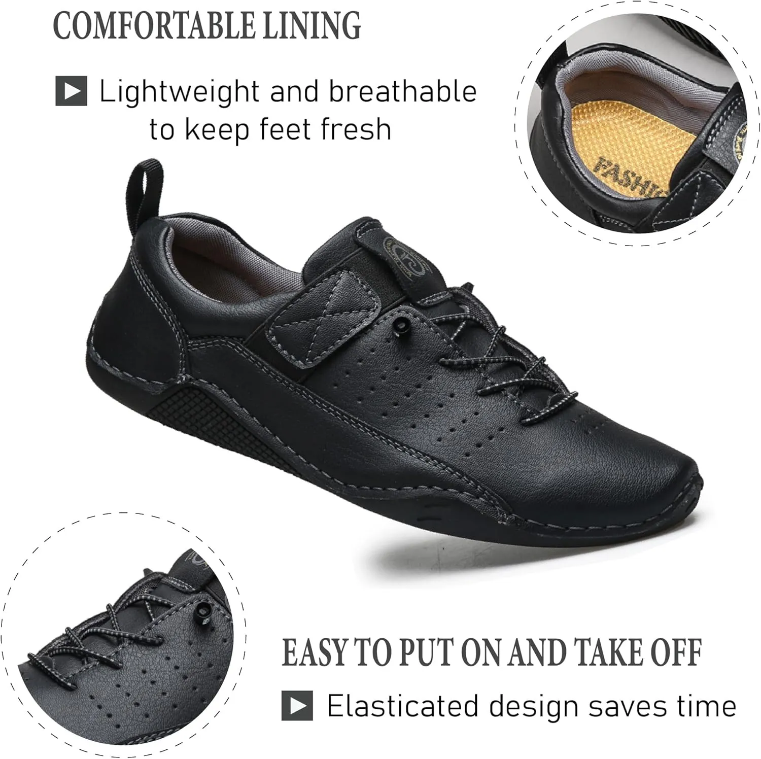 Mens Lace Up Casual Shoes Lightweight Walking Oxfords Comfortable Non-Slip Driving Shoes Breathable and Fashionable