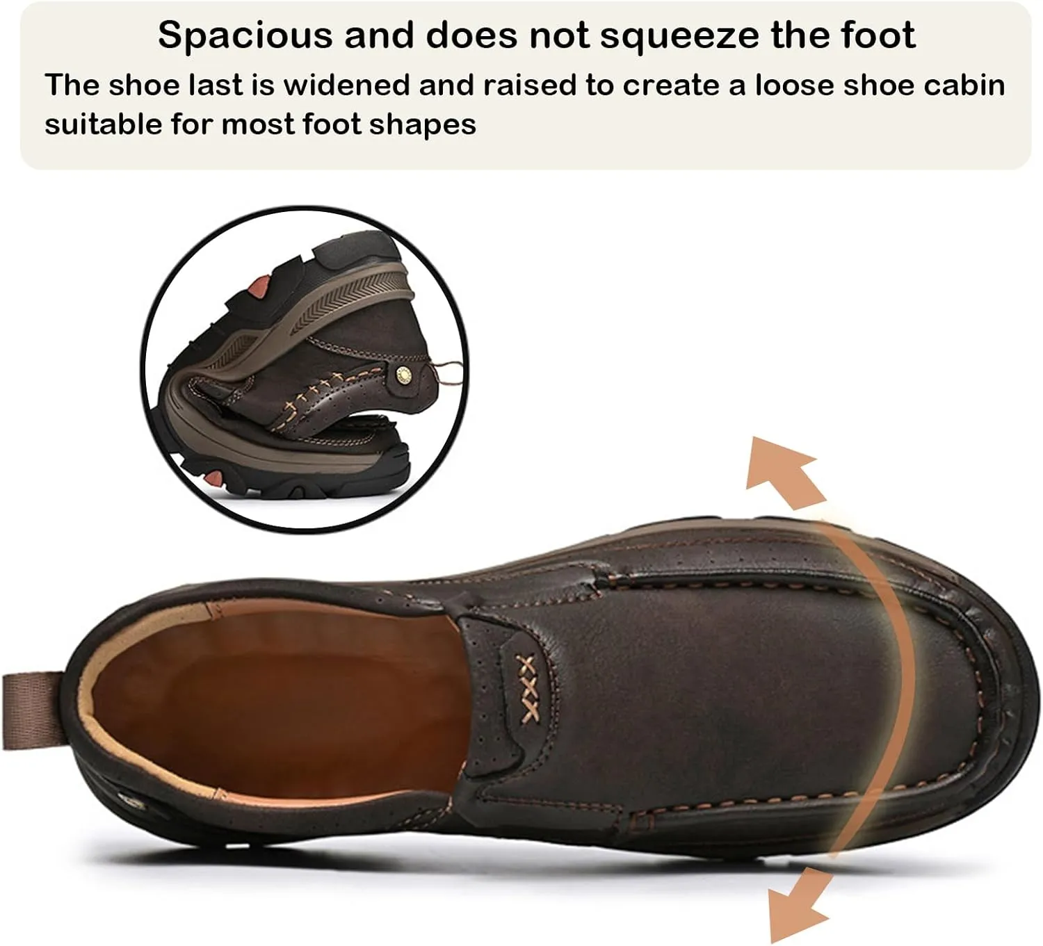 Men's Loafers Business Dress Waterproof Leather Shoes, Lightweight Breathable Mens Slip-on Casual Oxford Shoes for Wedding Travel Hiking