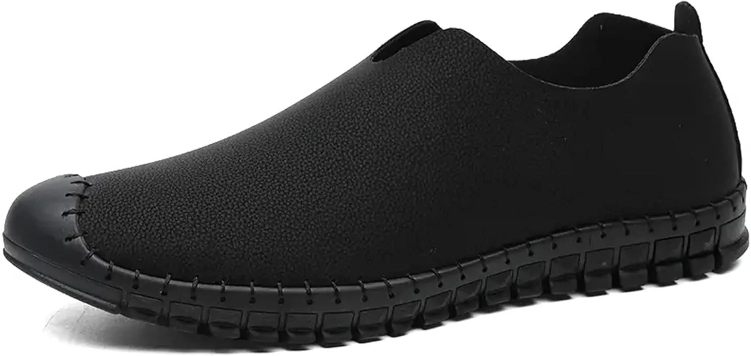 Mens Loafers Round Toe Breathable Lightweight Loafer Shoes Vegan Leather Anti-Slip Comfortable Lightweight Casual Prom Slip On