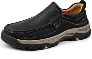 Men's Slip on Leather Loafers for Men Non Slip Waterproof Comfortable Walking Shoes, Lightweight Breathable Casual Driving Shoes
