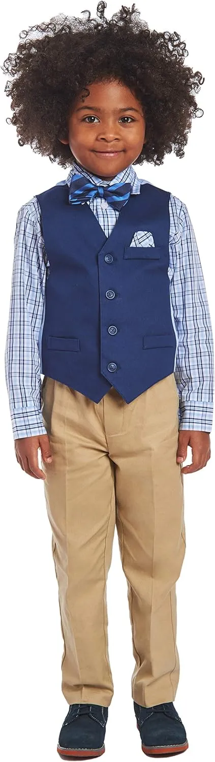 Nautica Baby Boys' 4-Piece Suit Set with Dress Shirt, Vest, Pants, and Bow Tie