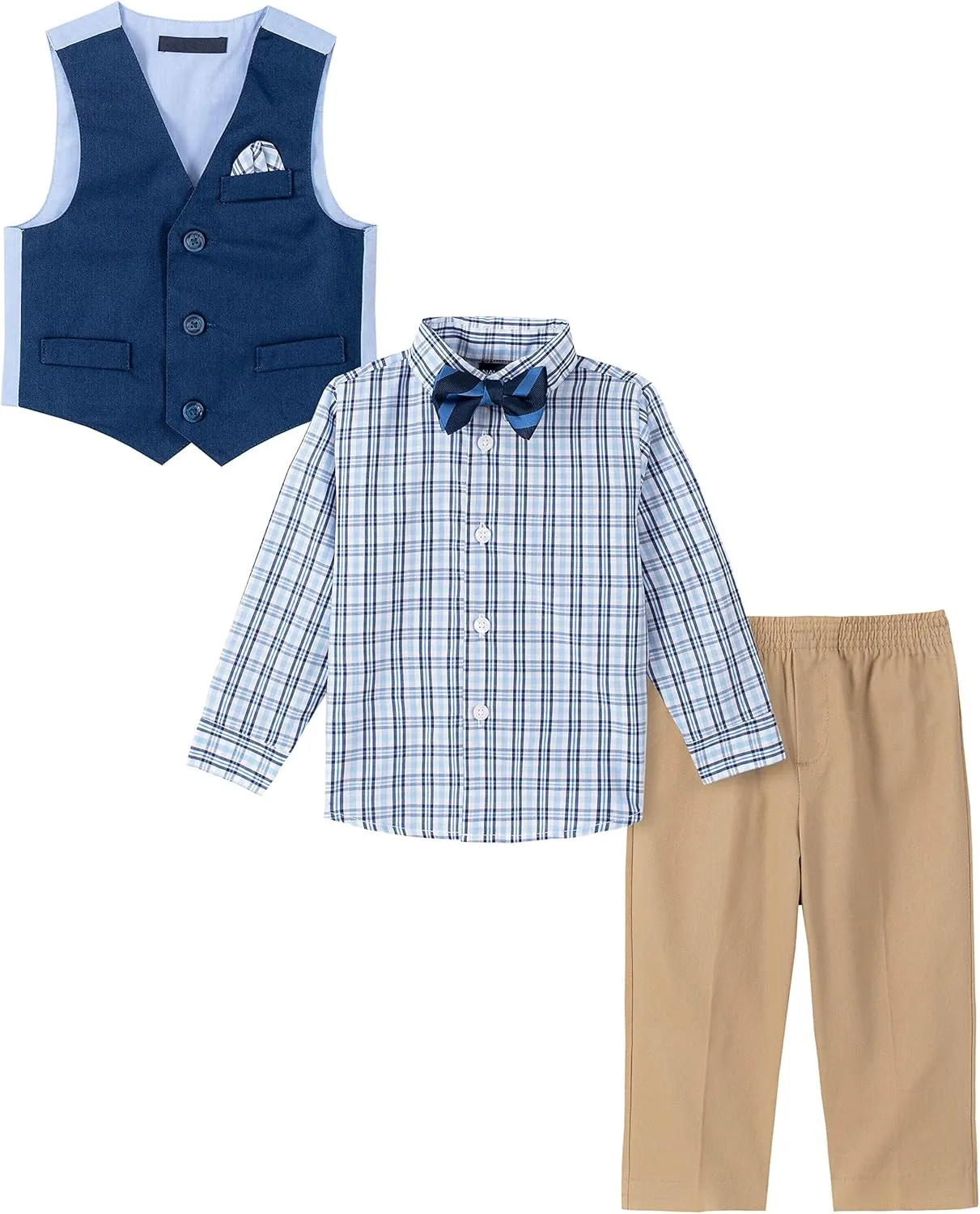 Nautica Baby Boys' 4-Piece Suit Set with Dress Shirt, Vest, Pants, and Bow Tie