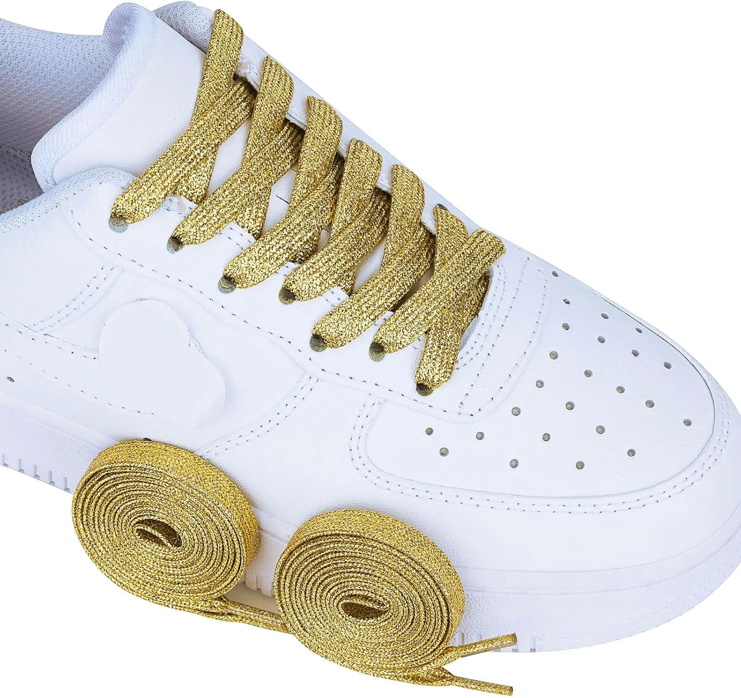 Olukssck 2 Pairs Flat Glitter Shiny Metallic Shoe Laces, Colorful Sequin Shoelaces