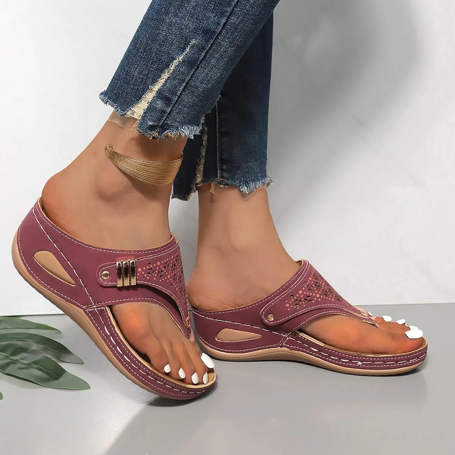 Orthopedic Sandals for Women Arch Support Wedge Flip Flops Summer 2025 Comfortable Dressy Casual Beach Slippers