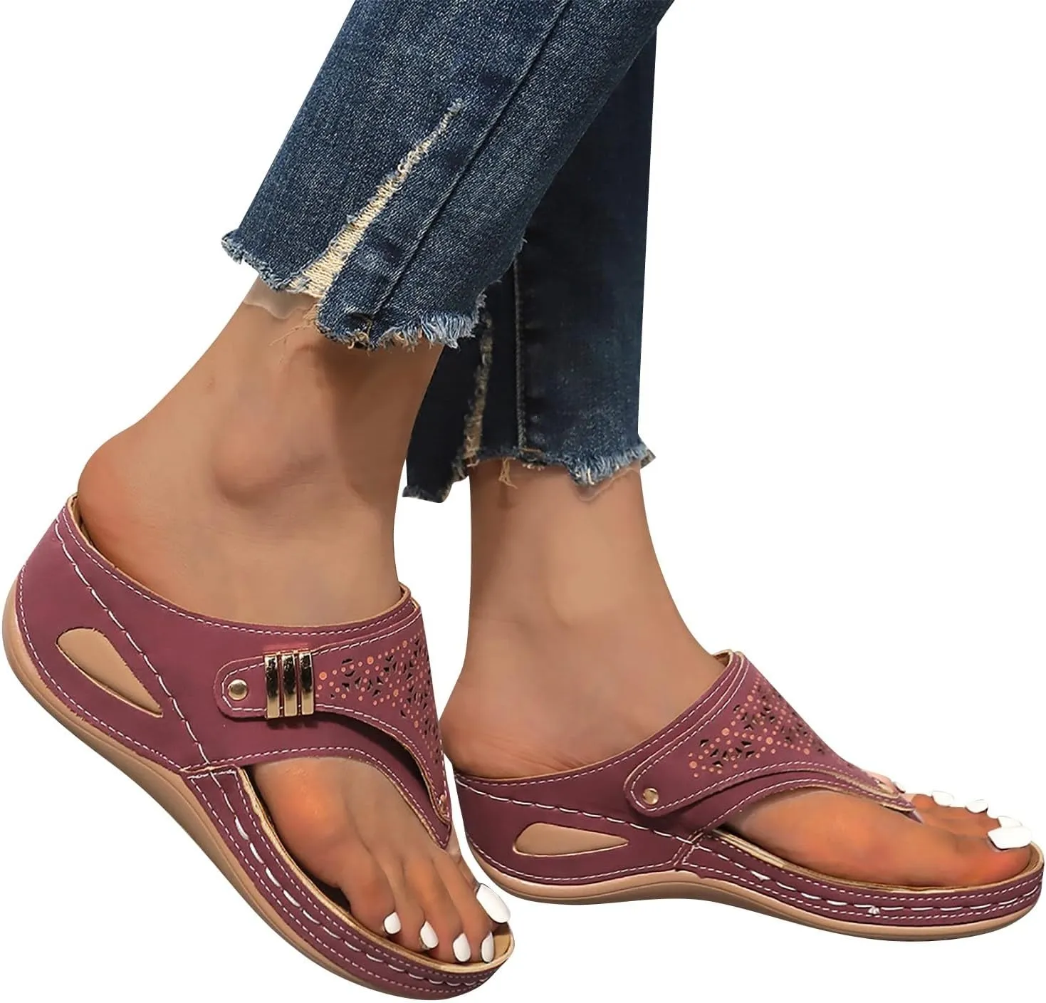 Orthopedic Sandals for Women Arch Support Wedge Flip Flops Summer 2025 Comfortable Dressy Casual Beach Slippers