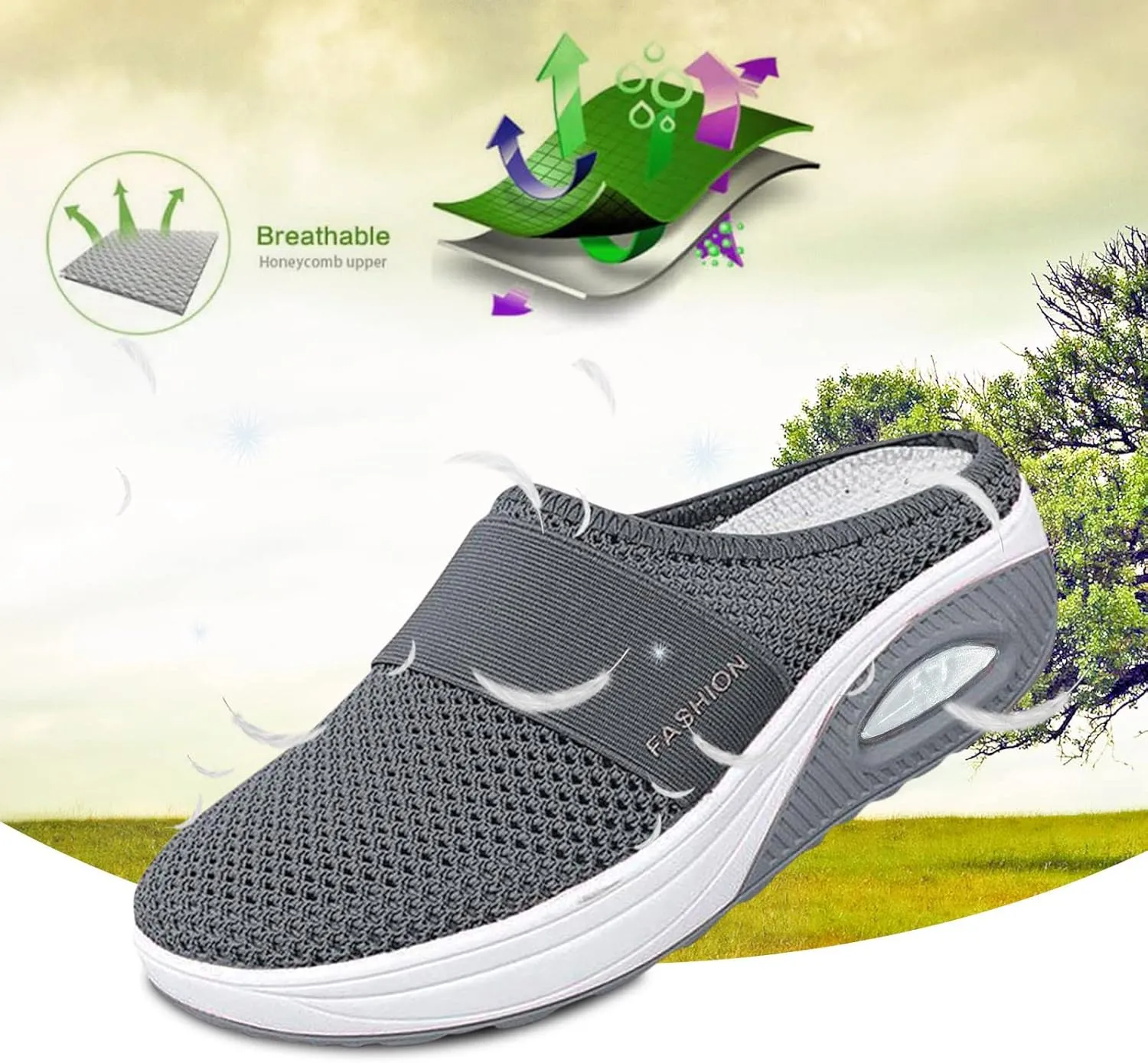 Orthopedic Shoes for Women Slip ons Diabetic Air-Cushion Walking Shoes with Arch-Support Comfortable Breathable Shoes