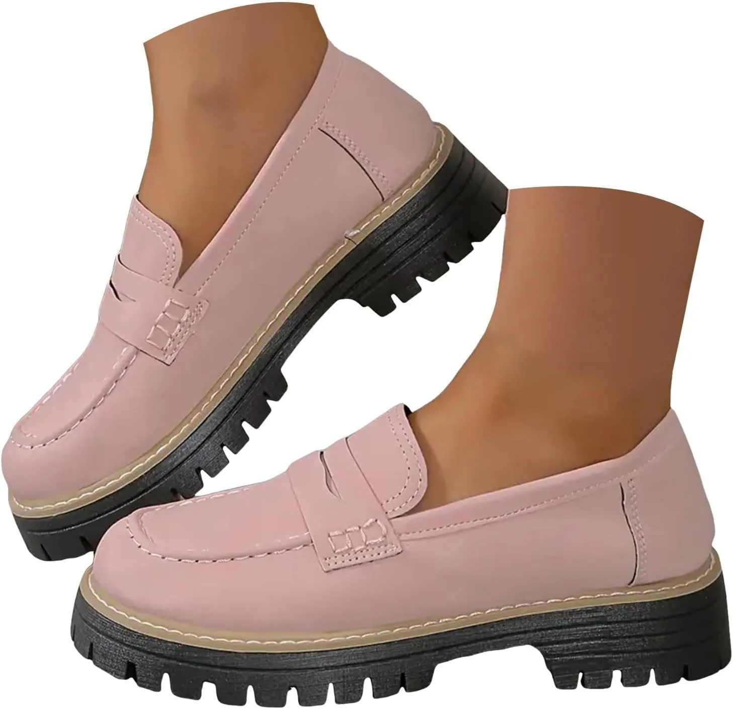 Orthoture-Orthopedic Platform Loafers for Women Round Toe Lug Sole Slip On Work Office Business Casual Dress Shoes
