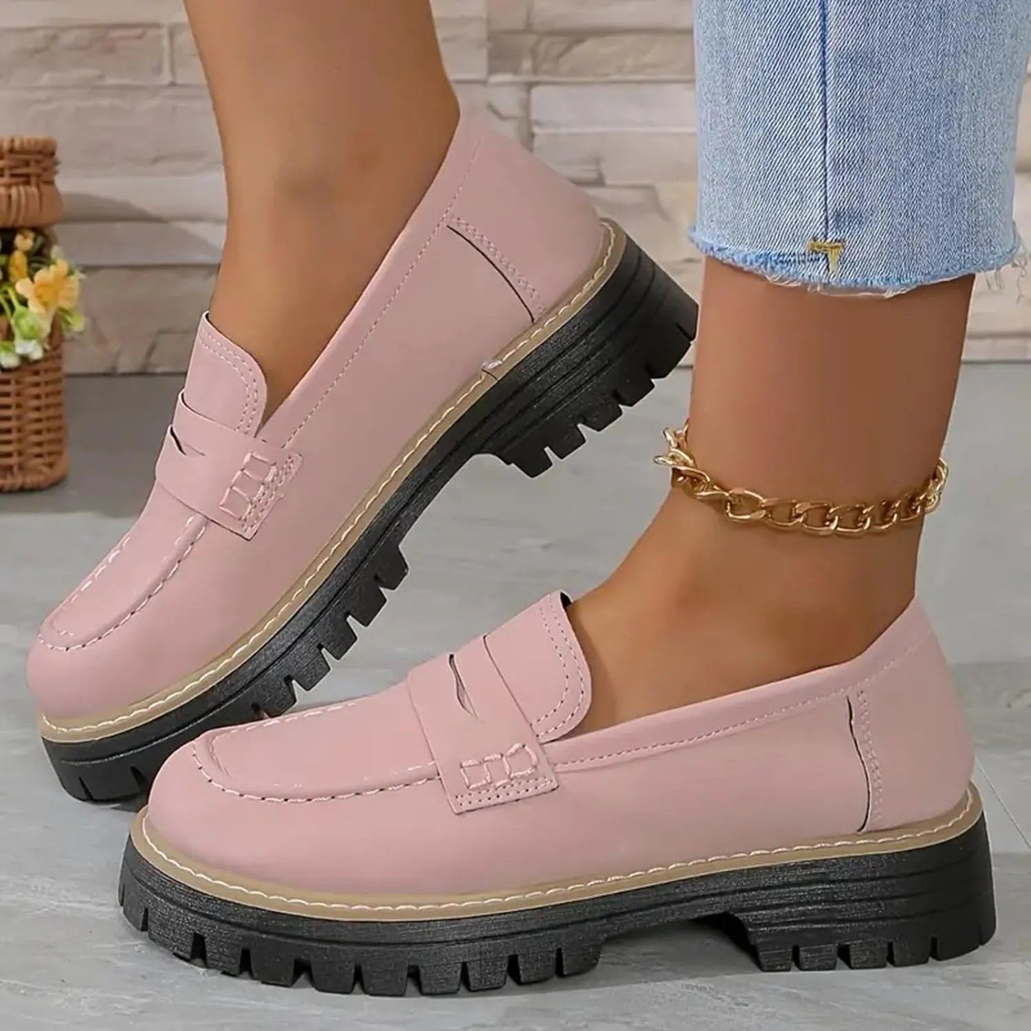 Orthoture-Orthopedic Platform Loafers for Women Round Toe Lug Sole Slip On Work Office Business Casual Dress Shoes