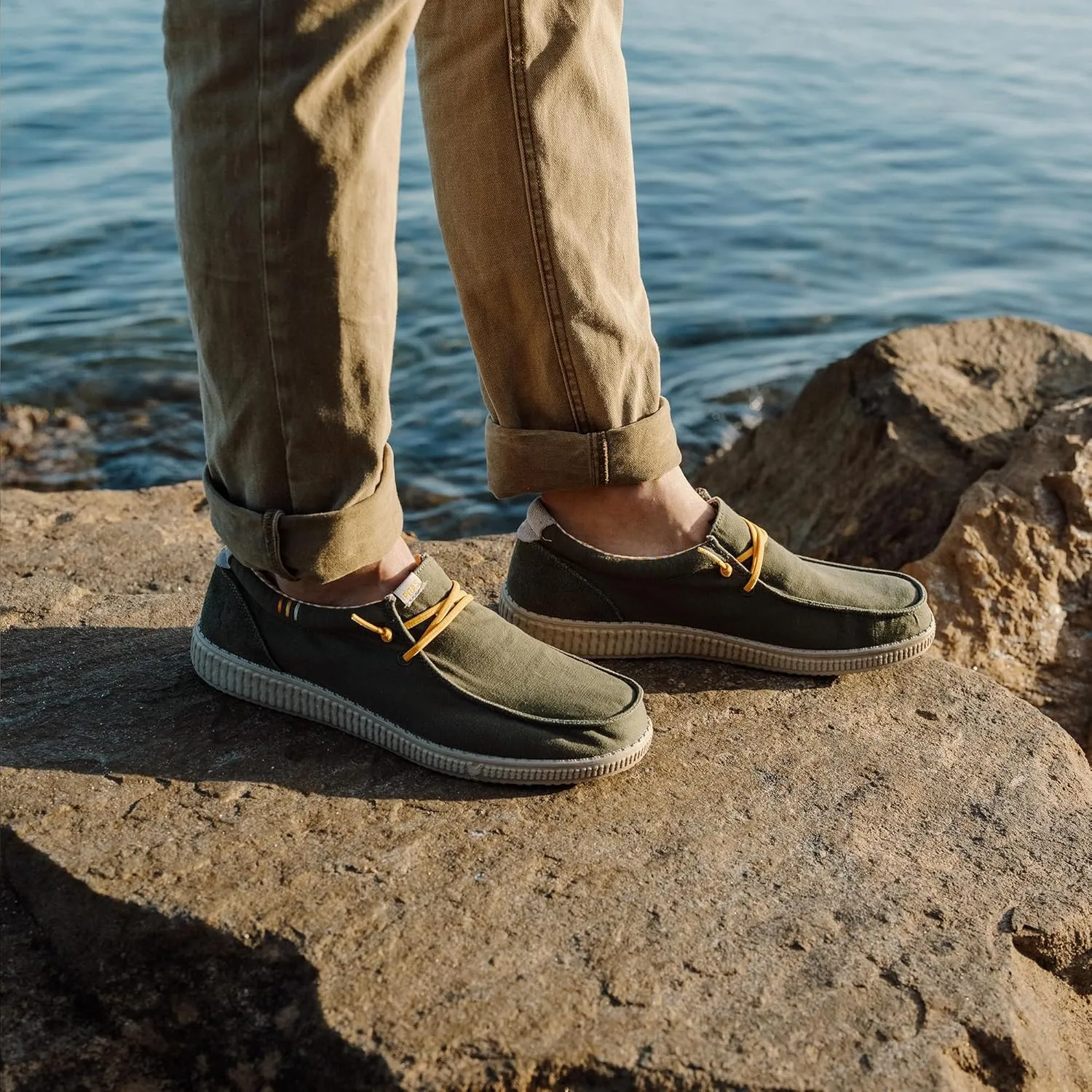 PITAS Ledro Mens Casual Loafers | Cotton & Suede Upper | Lightweight & Comfortable Slip-On Shoes for Men | Taupe