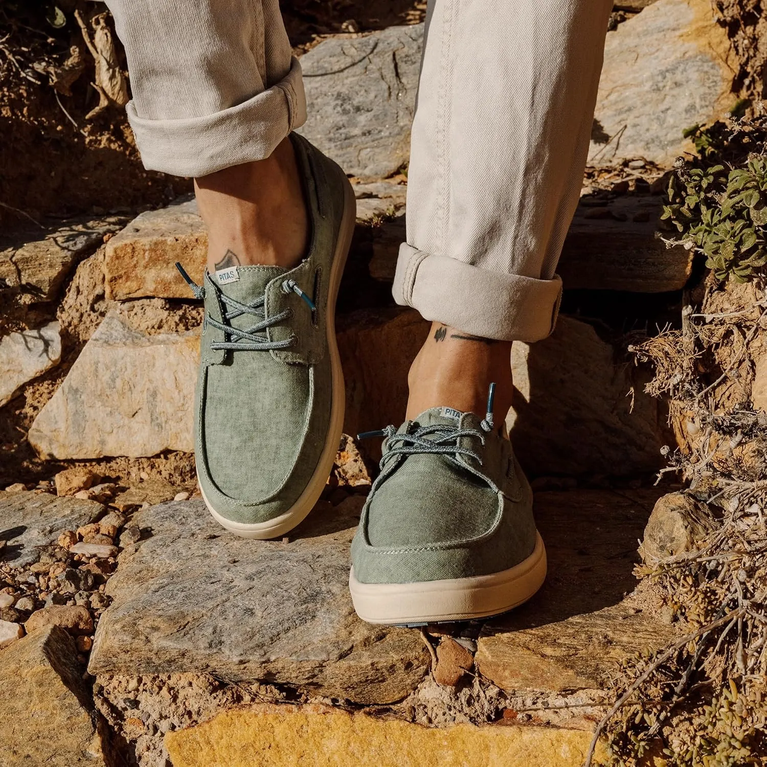 PITAS Maui Flax Slip-On Shoes for Men | Casual Summer Mens Moccasin | Everyday Wear Loafers | Navy