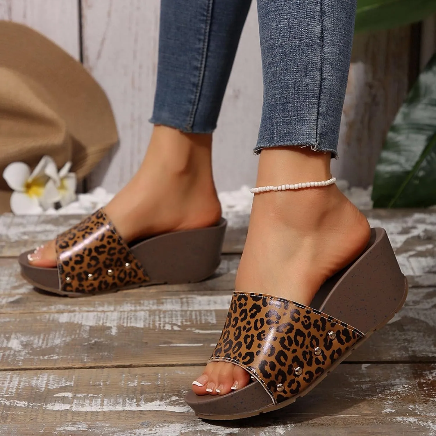 Platform Wedge Sandals for Women Womens Sandals Comfortable Thick Soled Casual Summer Dressy Slip On Slides Slippers