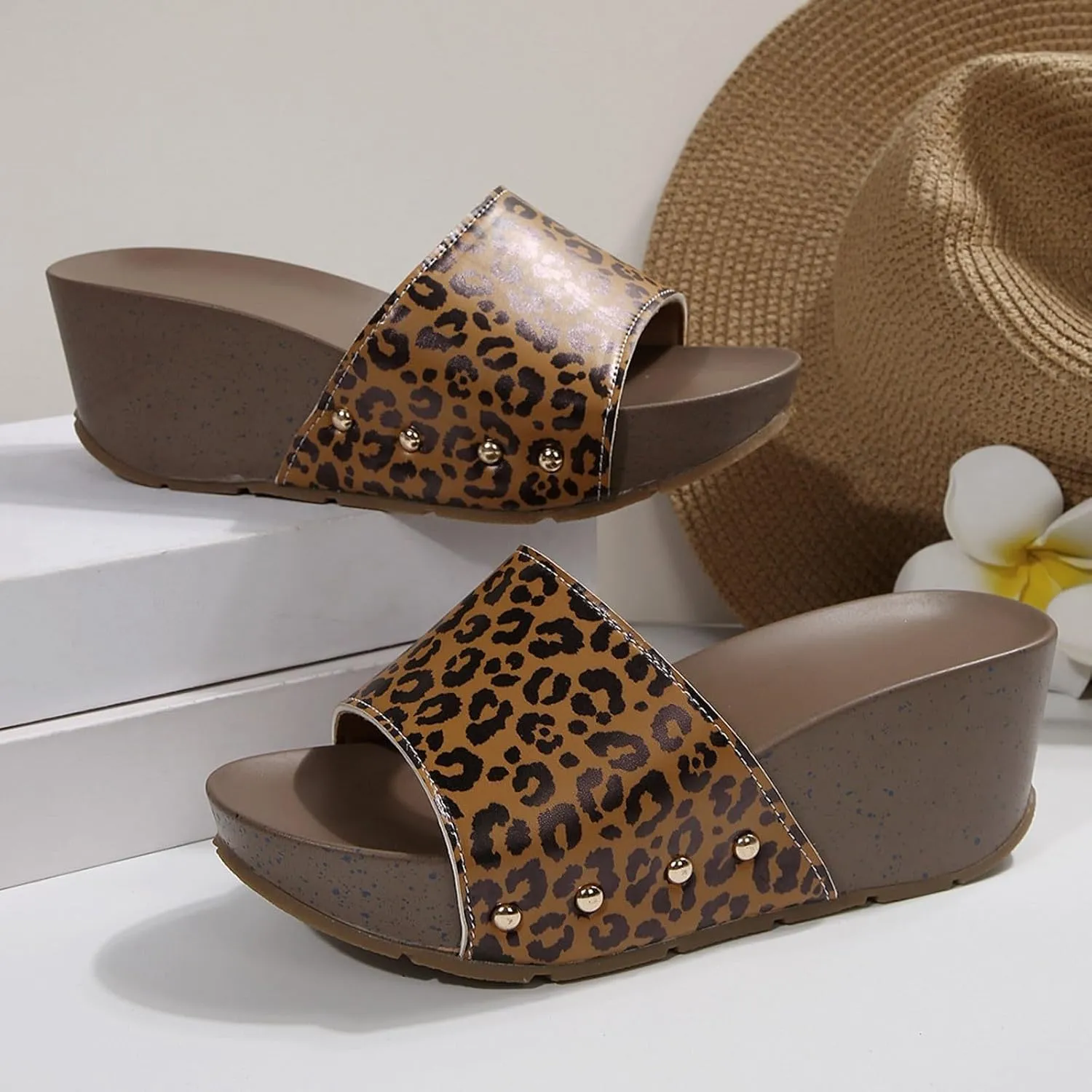 Platform Wedge Sandals for Women Womens Sandals Comfortable Thick Soled Casual Summer Dressy Slip On Slides Slippers