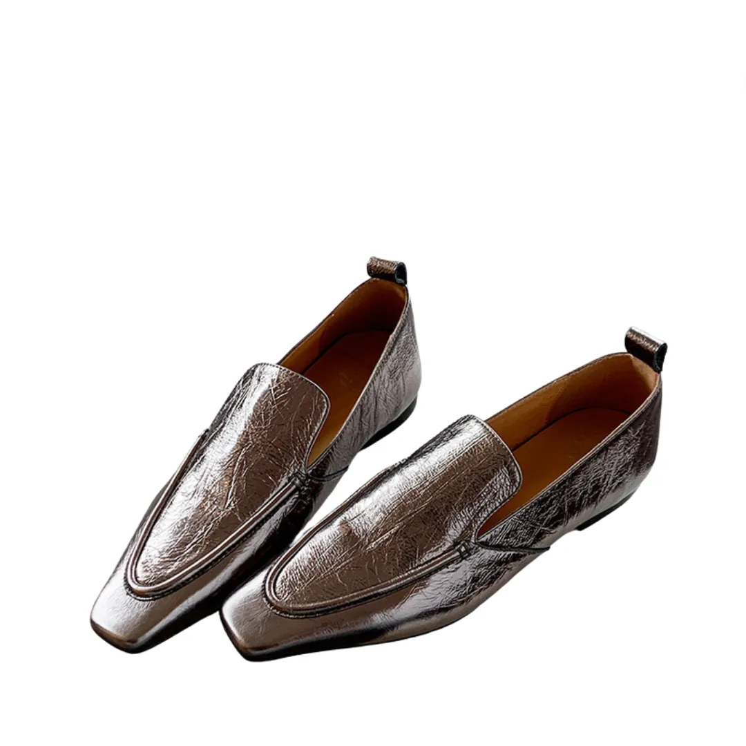Pre Order:  Retro Flat Bottom Leather Loafers