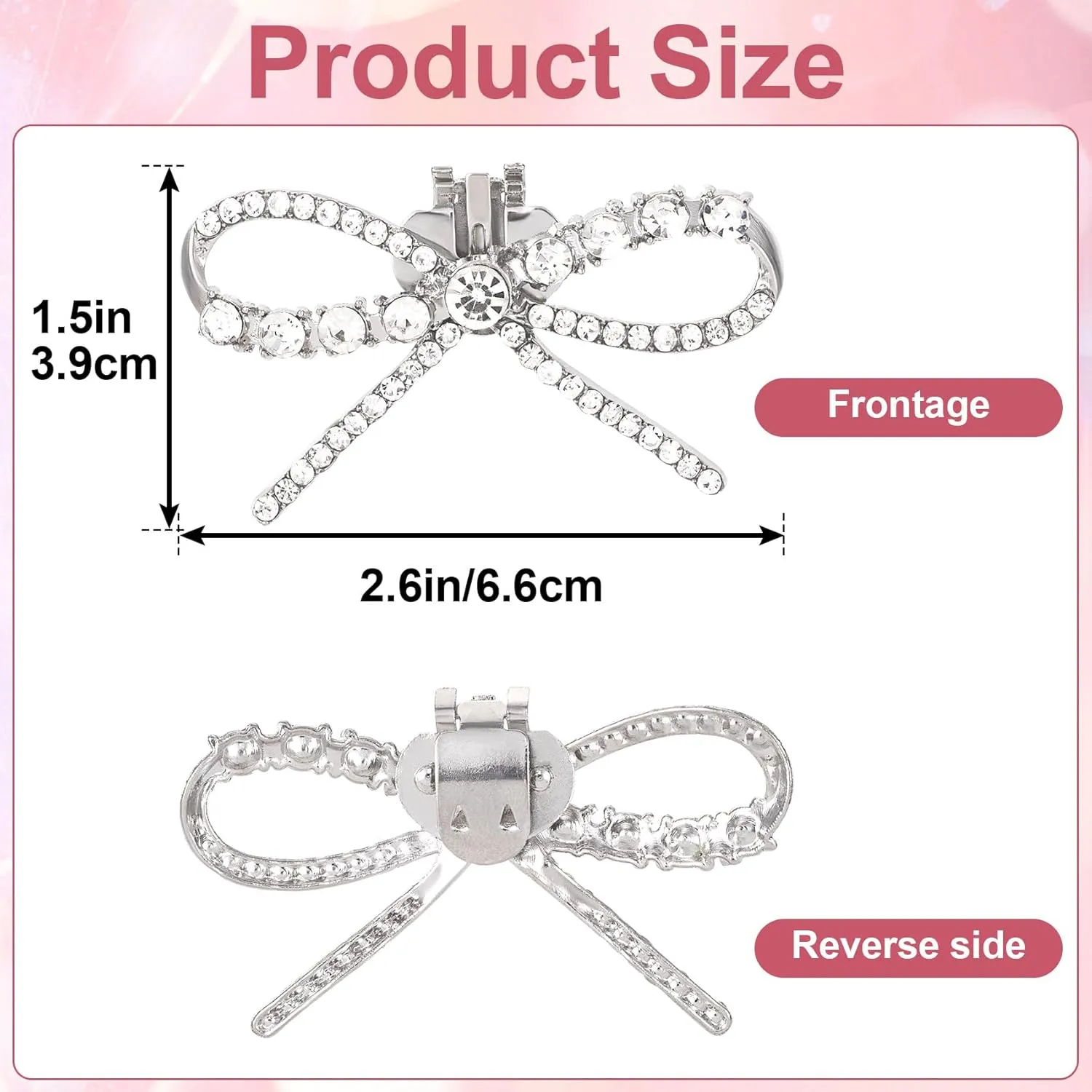 Rhinestone Bow Shoe Clips for Women, Glitter Detachable Crystal Shoe Decoration Charm, Sparkling Shoe Buckles for Wedding, Party