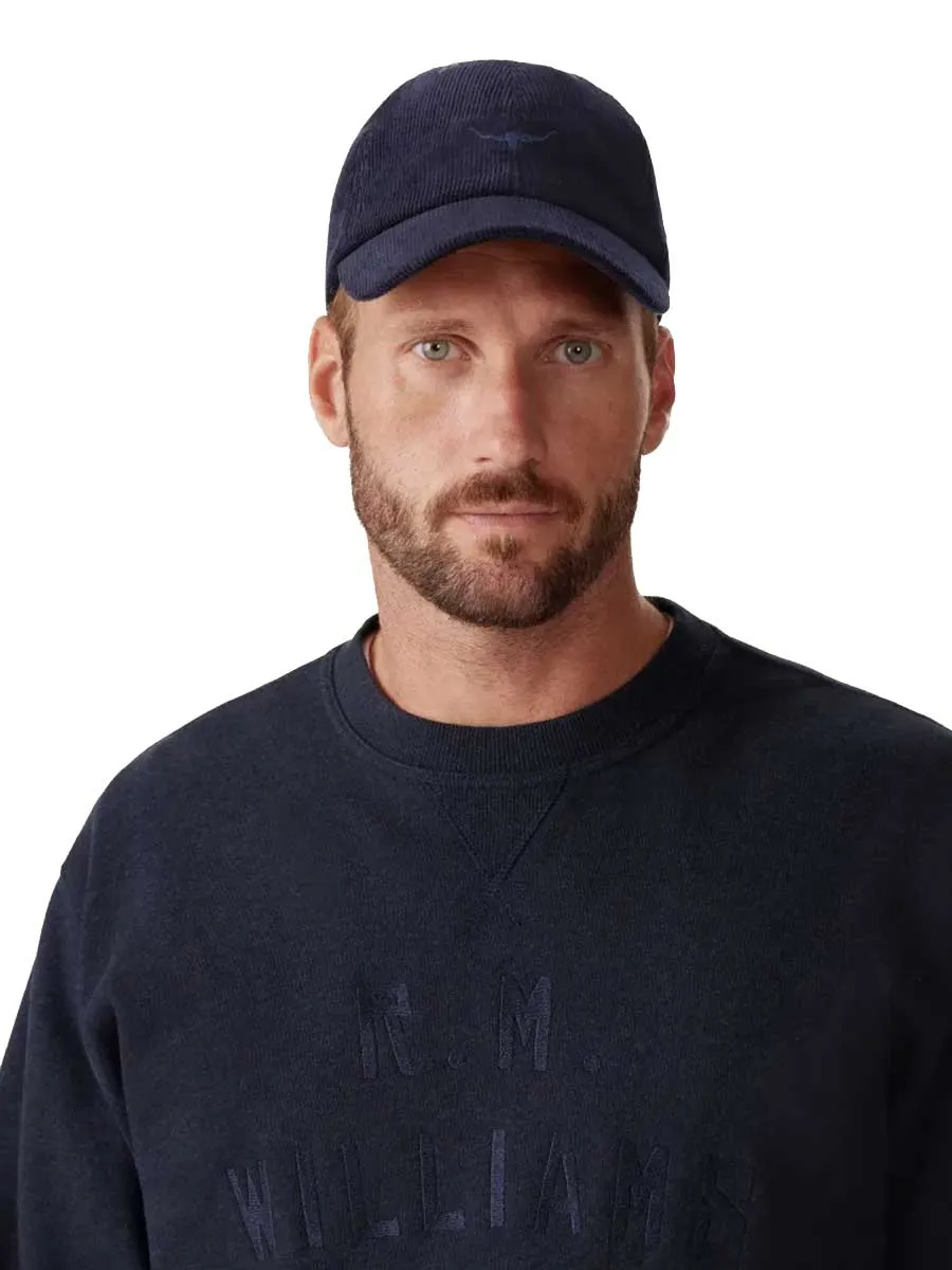 RM WILLIAMS Cap - Longhorn Steers Head Mini Logo - Navy Corduroy