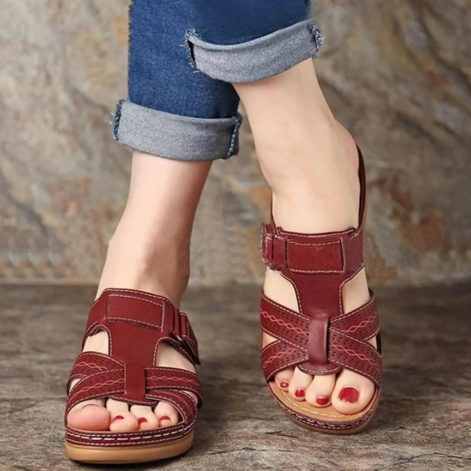 Sandals Women Comfortable Orthopedic Slides Summer Dressy Wedge Sandal Woman Walking Lightweight Platform Shoes
