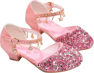 Shoes Girls Low Heel Dress Shoes Sparkle Mary Jane Flower Girls Wedding Birthday Party Prom Sandals Toddler