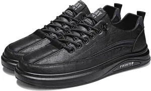 SOLPNOW Men's Leather Breathable Lace Up Ankle Flat Casual Loafers,Slip On Non Slip Breathable Comfortable Walking Hiking Shoes