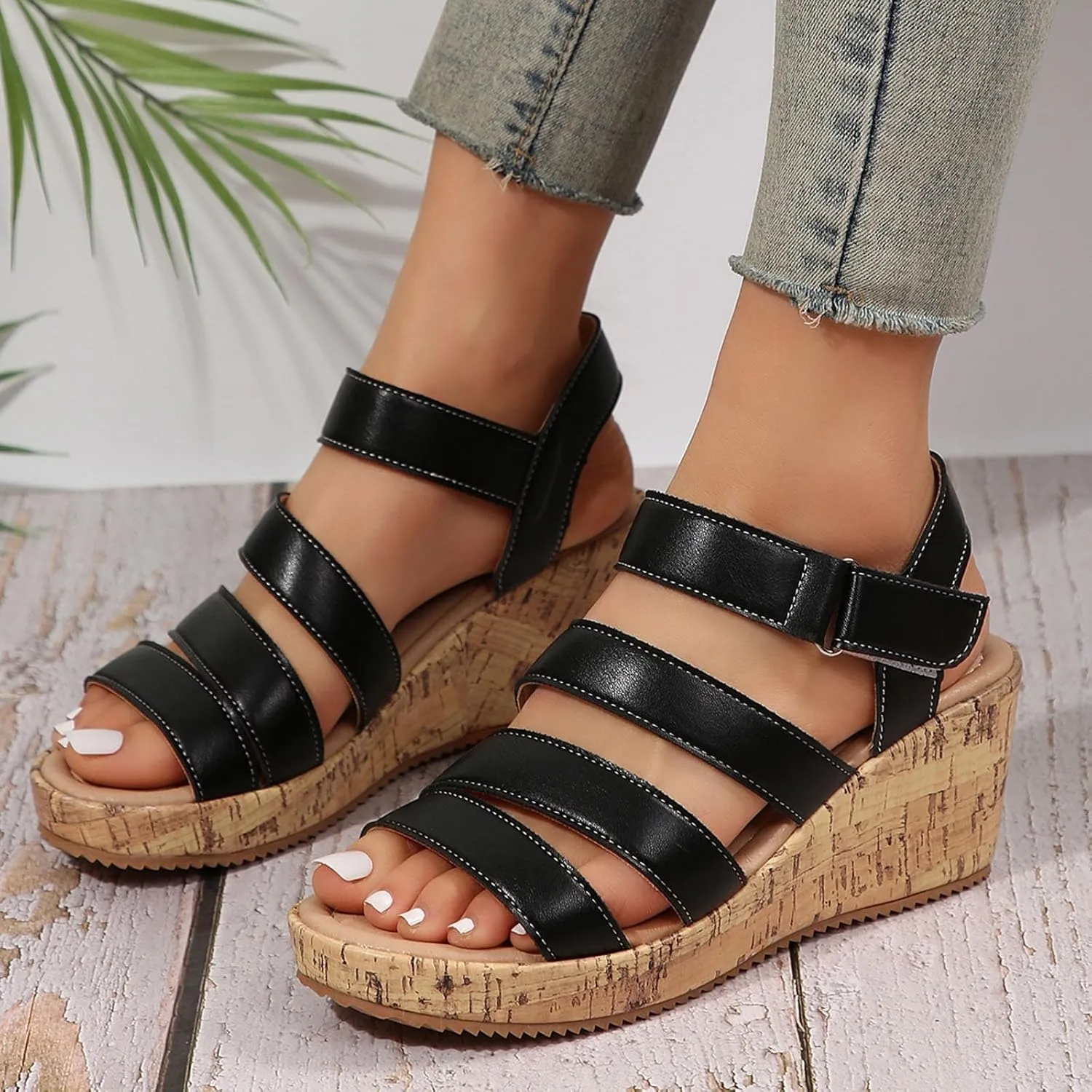 Strappy Platform Wedge Sandals for Women 2025 Orthopedic Open Toe Ankle Strap Sandals Comfortable Casual Summer Sandal Shoes