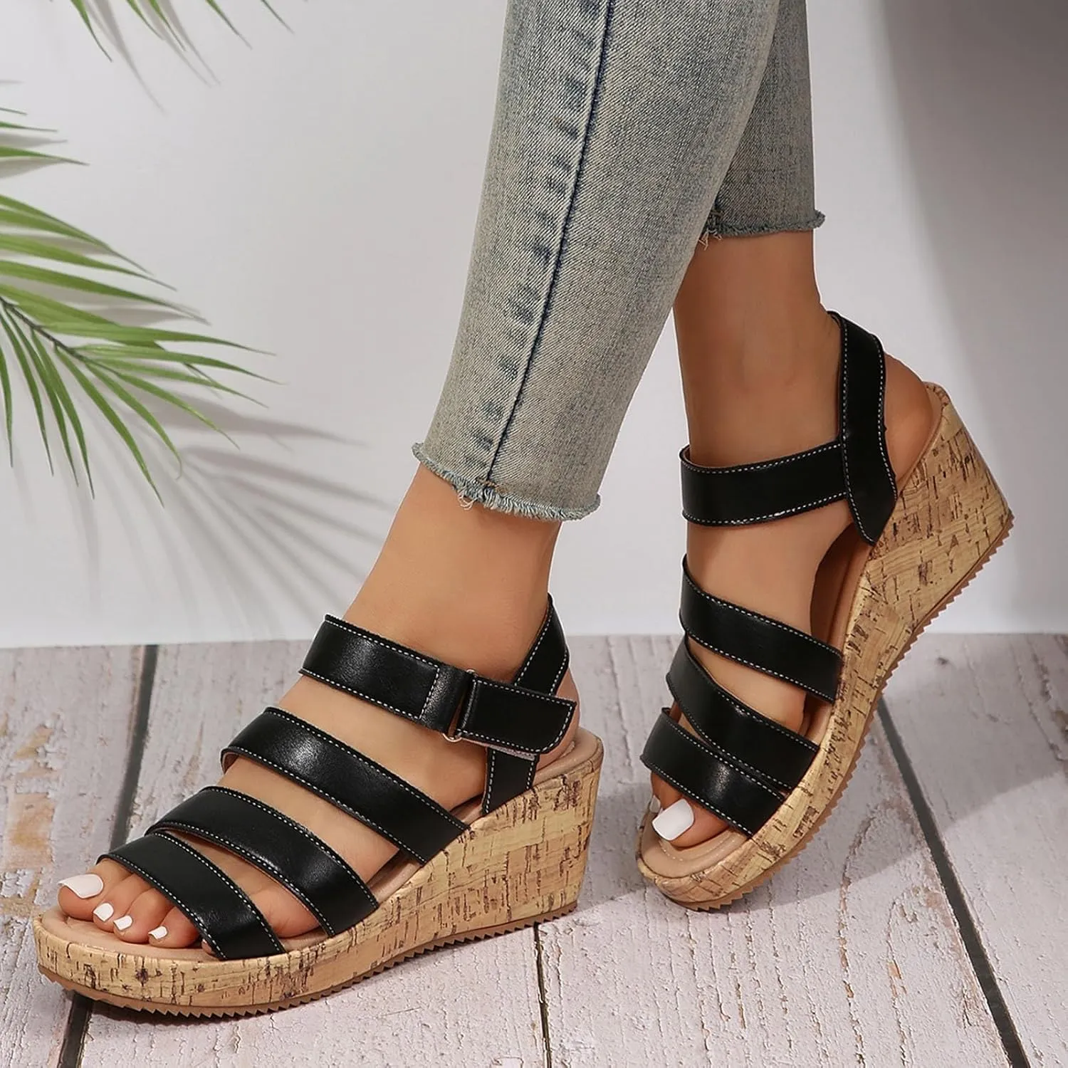 Strappy Platform Wedge Sandals for Women 2025 Orthopedic Open Toe Ankle Strap Sandals Comfortable Casual Summer Sandal Shoes