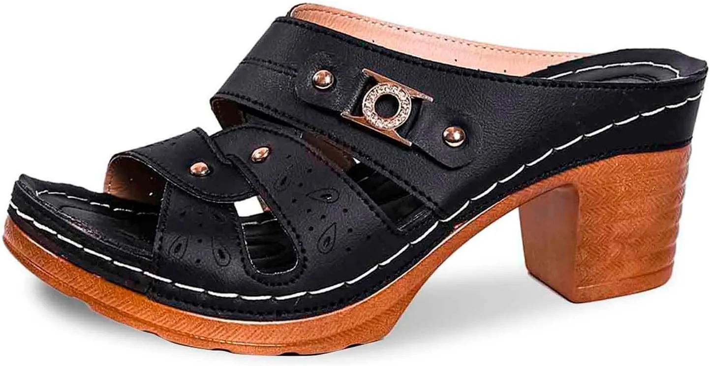 Stylish Women's Sandals for Spring Summer: Casual Open Toe Slip On Shoes, Comfortable and Lightweight with Arch
