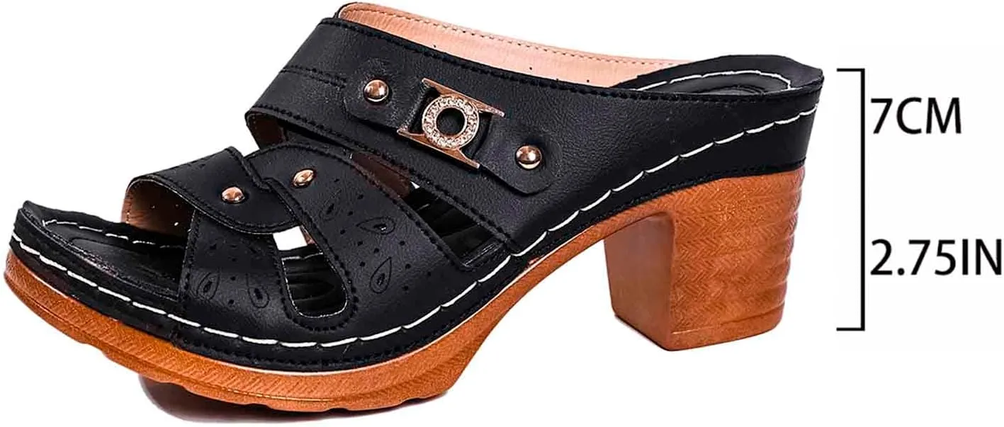 Stylish Women's Sandals for Spring Summer: Casual Open Toe Slip On Shoes, Comfortable and Lightweight with Arch