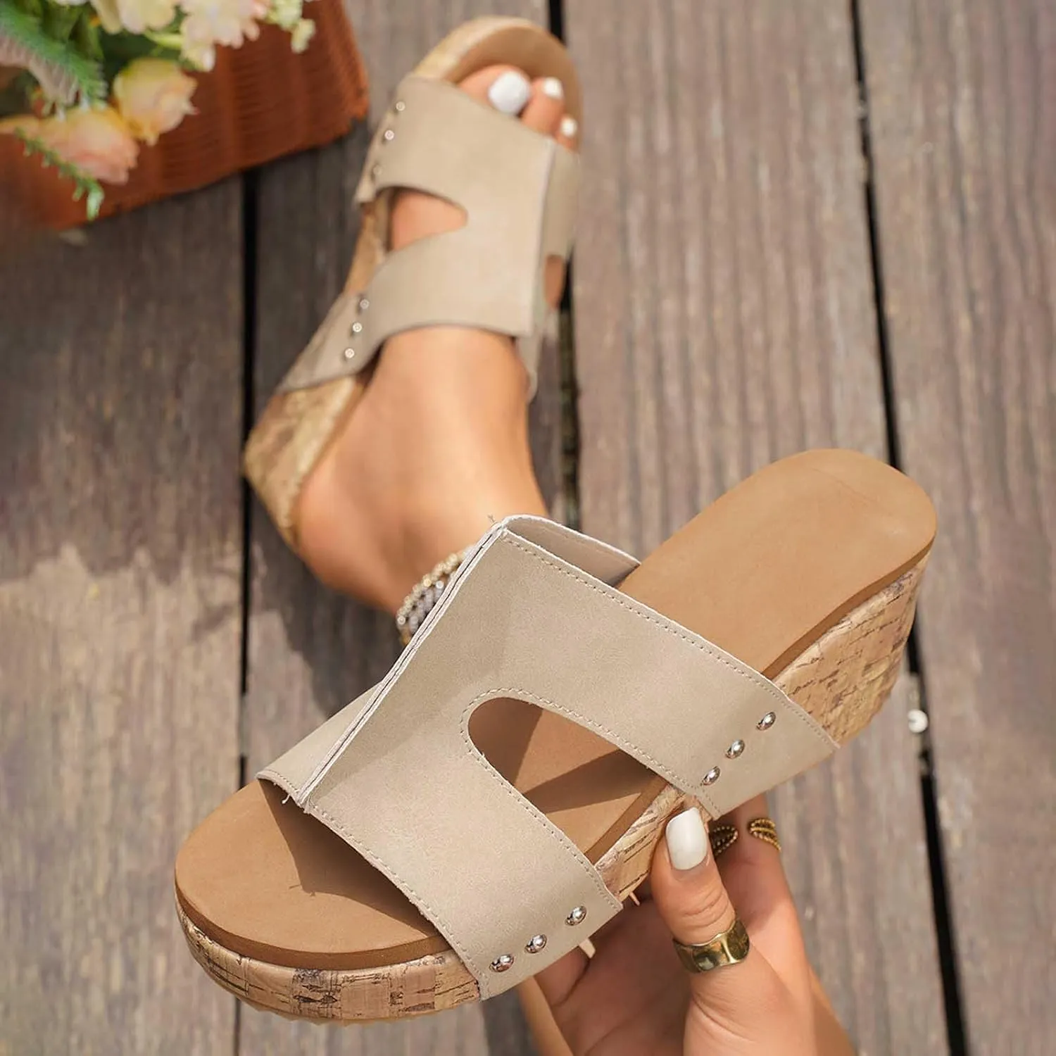 Stylish Women's Sandals Wedge Slip-On Platform Open Toe Design Comfortable Casual Summer Footwear for Everyday All Occasions