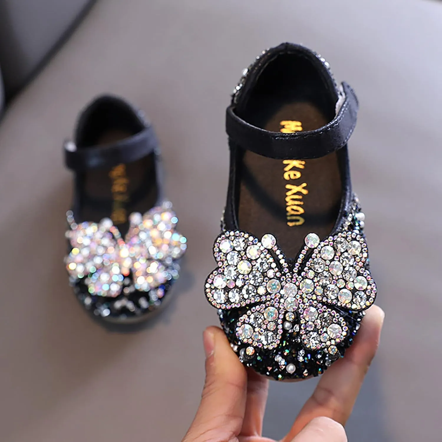 Toddler Baby Girl Butterfly Glitter Flat Dress Shoes Infant Shiny Sandals Mary Jane Dress Shoes Sandals